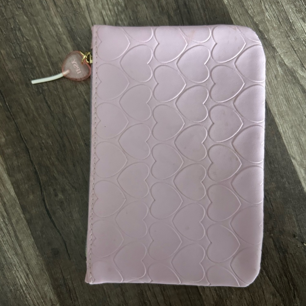 Pink Heart Embossed Makeup Bag